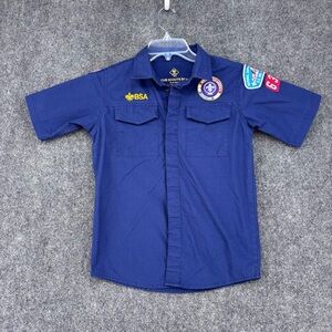 Boy Scouts Of America Button Up Short Sleeve Uniform Top Youth Medium
